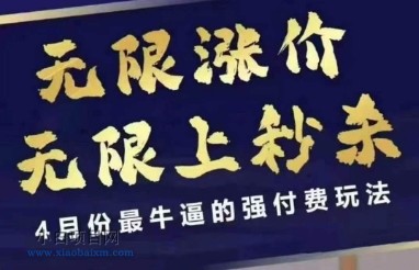 4月12号拼多多线上课，无限涨价，无限上秒杀，4月份最牛逼的强付费玩法-小白项目分享网