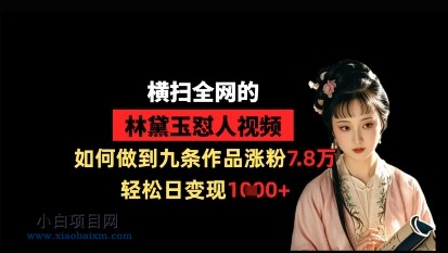 横扫全网的林黛玉怼人视频，如何做到九条作品涨粉7.8万，轻松日变现1k-小白项目分享网