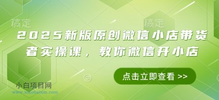 2025新版原创微信小店带货者实操课，教你微信开小店-小白项目分享网