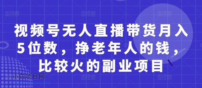 视频号无人直播带货月入5位数，挣老年人的钱，比较火的副业项目-小白项目分享网