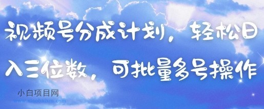 视频号分成计划，轻松日入三位数，可批量多号操作-小白项目分享网