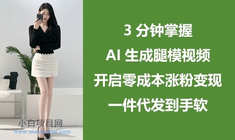 3分钟掌握AI生成腿模视频，开启零成本涨粉变现，一件代发到手软-小白项目分享网