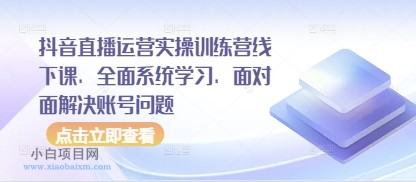 抖音直播运营实操训练营线下课，全面系统学习，面对面解决账号问题-小白项目分享网