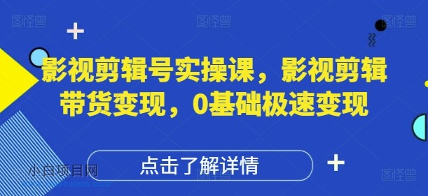 影视剪辑号实操课，影视剪辑带货变现，0基础极速变现-小白项目分享网