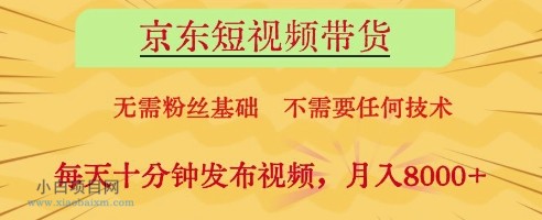 京东短视频带货，无需粉丝基础，不需要任何技术，每天十分钟发布视频，月入8k【揭秘】-小白项目分享网
