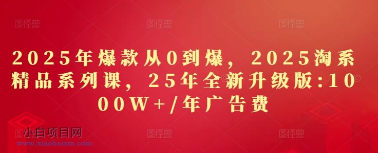 2025年爆款从0到爆，2025淘系精品系列课，25年全新升级版：1000W+1年广告费-小白项目分享网