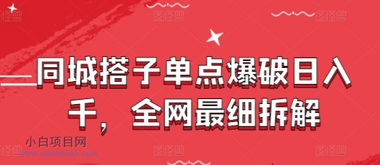 同城搭子单点爆破日入千，全网最细拆解-小白项目分享网