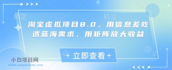 淘宝虚拟项目8.0，用信息差吃透蓝海需求，用矩阵放大收益-小白项目分享网