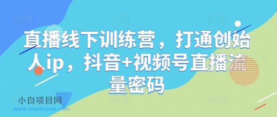 直播线下训练营，打通创始人ip，抖音+视频号直播流量密码-小白项目分享网