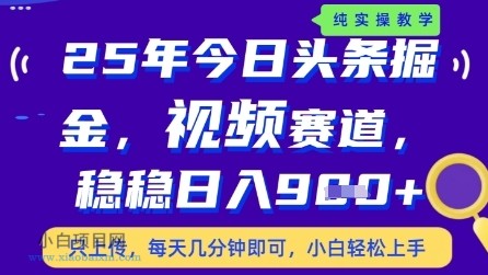 今日头条视频赛道最新玩法，每天十分钟，保底日入9张+【揭秘】-小白项目分享网