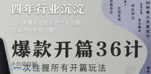 爆款开篇36计2.0，爆款短视频，一次性掌握所有开篇玩法-小白项目分享网