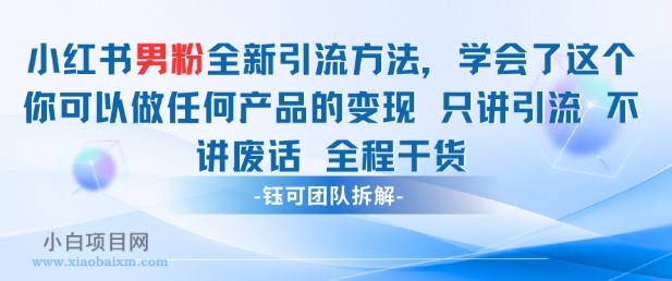 小红书男粉引流 学会了这个变现很容易，不讲废话全程针对男人的打法 全程干货-小白项目分享网
