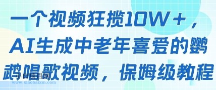 一个视频狂揽10W+点赞，AI生成中老年喜爱的鹦鹉唱歌视频，保姆级教程，轻松挣取创作者分成-小白项目分享网