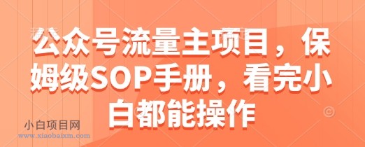 公众号流量主项目，保姆级SOP手册，看完小白都能操作-小白项目分享网