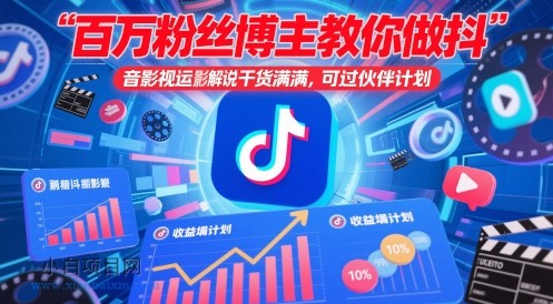 百万粉丝博主教你做抖音影视搬运影视解说，干货满满 ，可过伙伴计划-小白项目分享网