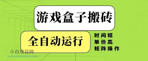 游戏盒子搬砖，全自动运行，无需人工，时间短、单价高、矩阵操作【揭秘】-小白项目分享网