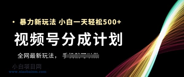 视频号分成计划，全网最暴力玩法，新手一天也能轻松5张+-小白项目分享网