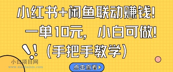 小红书+闲鱼联动挣钱,一单10元,小白可做