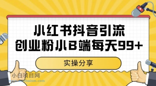 小红书抖音创业粉，小B端粉自热，日引99+的一个玩法【揭秘】-小白项目分享网