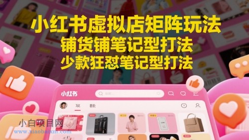 小红书虚拟店矩阵玩法，铺货铺笔记型打法，少款狂怼笔记型打法-小白项目分享网