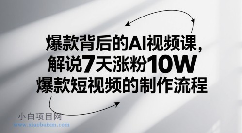 爆款背后的AI视频课，解说7天涨粉10W爆款短视频的制作流程-小白项目分享网