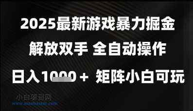 2025最新游戏暴力掘金解放双手，全自动操作，日入1k+矩阵，小白可玩【揭秘】-小白项目分享网