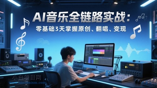 AI音乐全链路实战变现课：零基础3天掌握原创、翻唱、变现-小白项目分享网