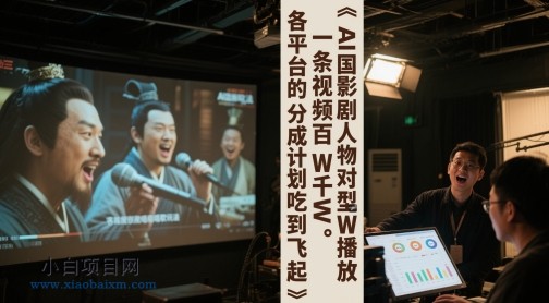 AI三国影视剧人物对口型唱歌玩法，一条视频百W千W播放，各平台的分成计划吃到飞起-小白项目分享网