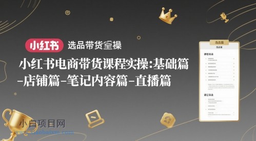 小红书电商带货课程实操：基础篇-选品篇-店铺篇-笔记内容篇-直播篇-小白项目分享网