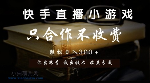 快手直播小游戏，只合作不收费，你出账号我出技术， 分润模式【揭秘】-小白项目分享网