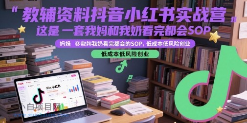 教辅资料抖音小红书实战营,这是一套我妈和我奶看完都会的SOP,低成本低风险创业