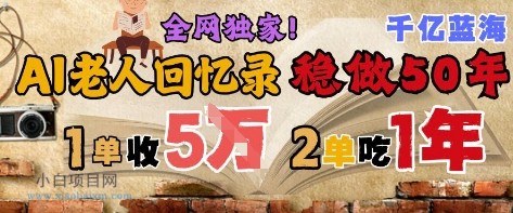 AI帮老人写回忆录，可以稳做50年的蓝海赛道，一单收2-3W，2单吃一年，长久可持续-小白项目分享网