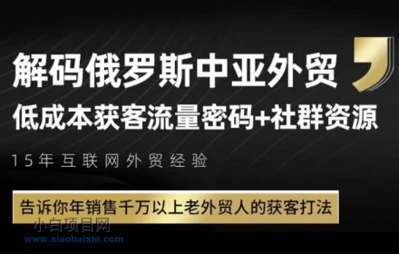 俄罗斯中亚外贸低成本获客流，告诉你年销售千万以上老外贸人的获客打法-小白项目分享网