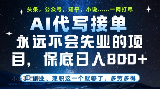 副业兼职这一个就够了，AI代写接单，永远不会失业的项目，多劳多得，日入8张+【揭秘】-小白项目分享网