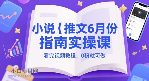 小说推文6月份指南实操课，看完视频教程，0粉就可做-小白项目分享网