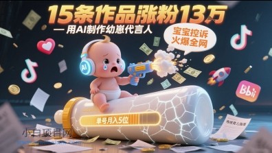 用AI制作幼崽代言人，宝宝的控诉火爆全网，15条作品涨粉13W，单号月入5位数实操教程-小白项目分享网