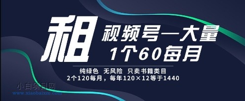 租视频号，一个60每月，2个120.纯绿色、无风险，常年租【揭秘】-小白项目分享网