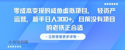 零成本变现的咸鱼虚拟项目， 轻资产运营，新手日入3张+，目前没有项目的老铁正合适-小白项目分享网