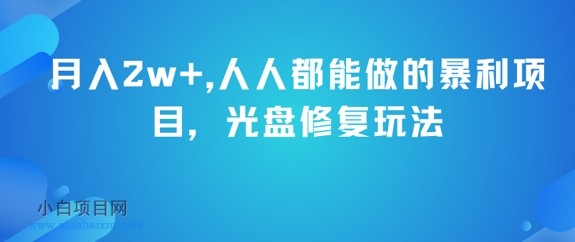 月入2w+，人人都能做的暴利项目，光盘修复玩法-小白项目分享网