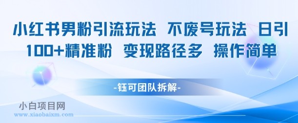 小红书男粉引流玩法不废号玩法日引100男粉变现路径多操作简单-小白项目分享网