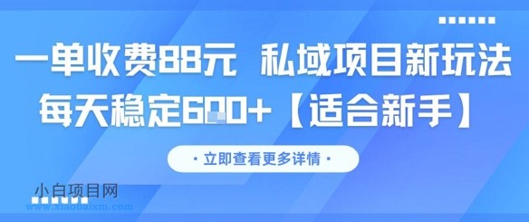 一单收费88元 私域项目新玩法 每天稳定6张+【适合新手】-小白项目分享网