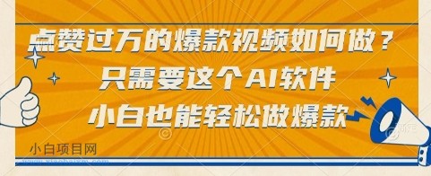 点赞过万的爆款视频如何做？只需要这个AI软件，小白也能轻松做爆款【揭秘】-小白项目分享网