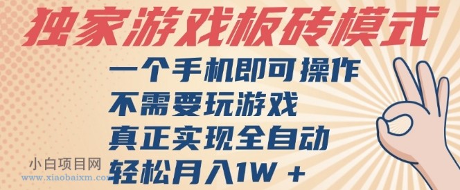 独家游戏搬砖，单手机操作，全自动挂G，不需要玩游戏，日入3张【揭秘】-小白项目分享网