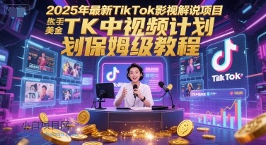 2025年最新TikTok影视解说项目，新手也能挣美金，TK中视频计划保姆级教程-小白项目分享网