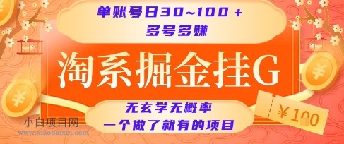 淘系掘金挂G项目，单账号日收益30~100+，多号多得，一个做了就有的项目【揭秘】-小白项目分享网