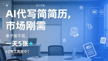 AI代写简历，找工作难，市场刚需，单子做不完，一天5张+【附工具指令】-小白项目分享网