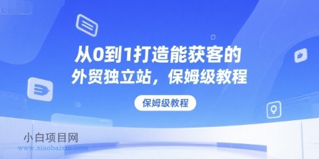 从0到1打造能获客的外贸独立站，保姆级教程-小白项目分享网