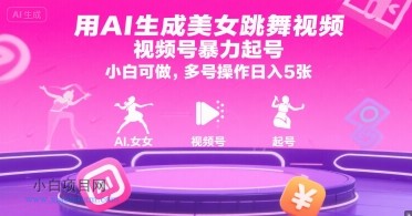 用AI生成美女跳舞视频，视频号暴力起号，小白可做，多号操作日入5张-小白项目分享网