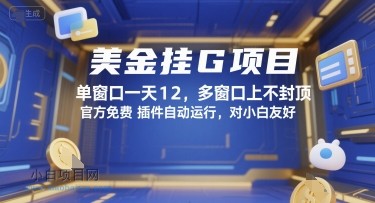 美金挂G项目，单窗口一天12，多窗口上不封顶，官方免费插件自动运行，对小白友好【揭秘】-小白项目分享网