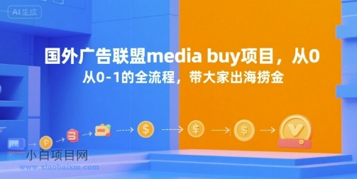 国外广告联盟media buy项目，从0-1的全流程，带大家出海捞金-小白项目分享网